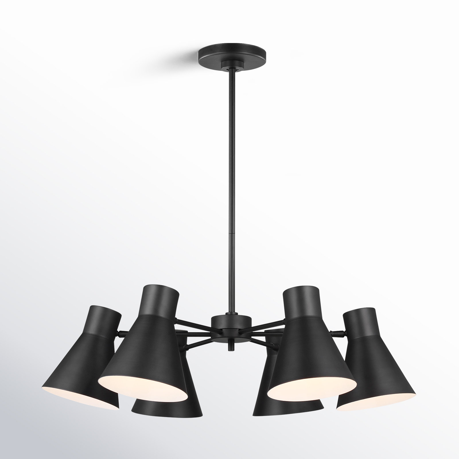 Anton 6 - Light Dimmable Cone Chandelier, Midnight Black