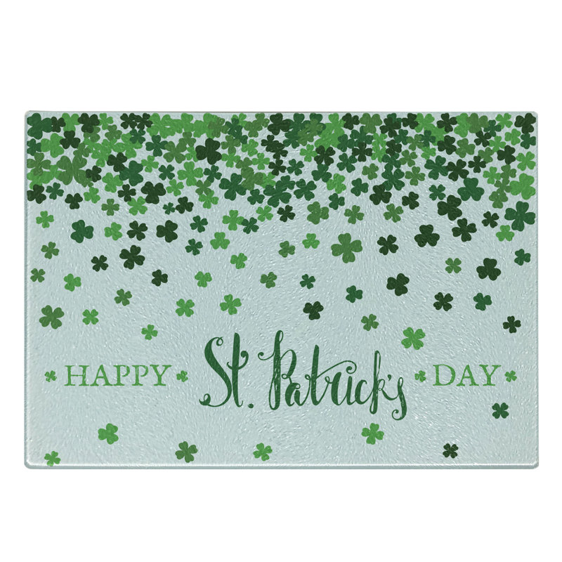 Planche à découper en verre trempé Ambesonne Clover Shamrock Emerald Fern Green