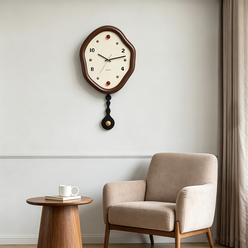 Horloges murales brunes à pendule irrégulière