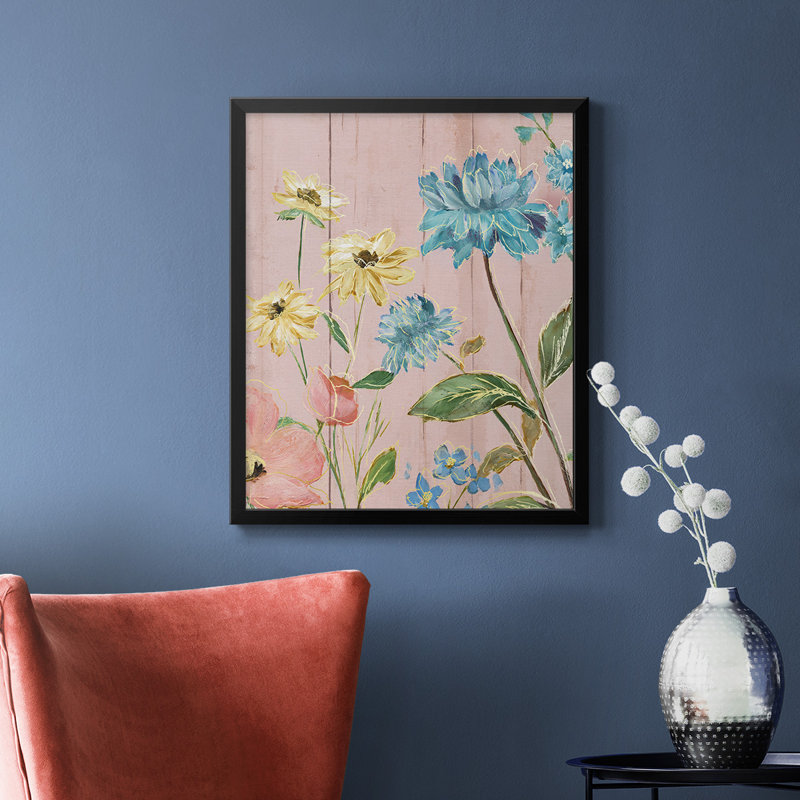 Toile encadrée de qualité supérieure Wildflower Flutter IV - prête à être accrochée, Noir, H 24 po x l 20 po