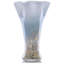 Vase en verre soufflé à la main bleu et blanc, vase à fleur large de 9 pouces