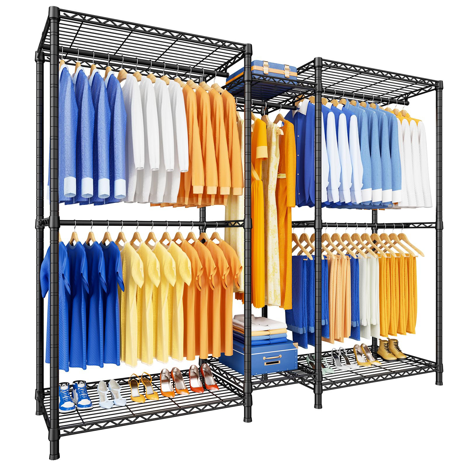 Metal Wardobe Rack Rebrilliant Heavy Duty Freestanding Clothes Rack With Shelves, Metal ...