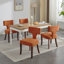 Ensemble de chaises de salle à manger de style Mid-Century moderne, ensemble de 2 chaises d'appoint rembourrées en tissu de lin ferme avec dossier en cuivre, chaises de cuisine avec structure en bois franc-586728537