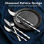 Luxury 20-Piece 18/10 Stainless Steel Flatware Set With Diamond-Cut Pattern, Mirror Polished And Dishwasher Safe