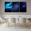 Ensemble de 3 tableaux sur toile tendue représentant des aurores boréales, la Terre, la Station spatiale internationale et Saturne.-451911903