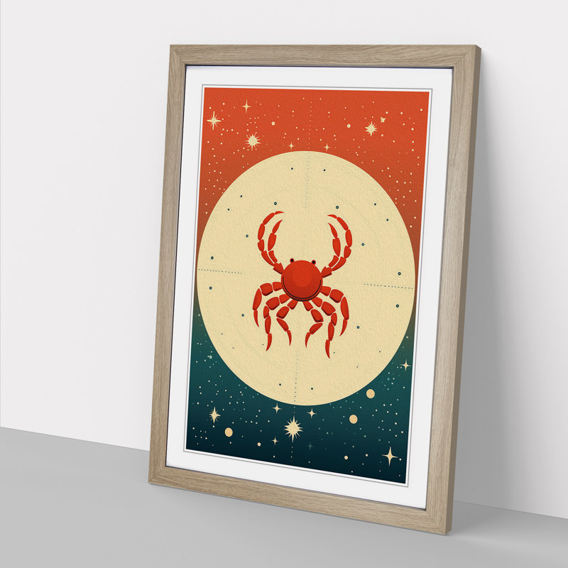 Cancer Zodiac Minimalism - Framed Print, Oak Framed, 64cm H x 46cm W x 2cm D