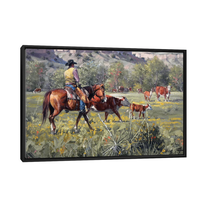 « a darn good spring », impression sur toile, H 18 po x l 26 po x P 1,5 po, Toile avec cadre noir, Pas de tapis