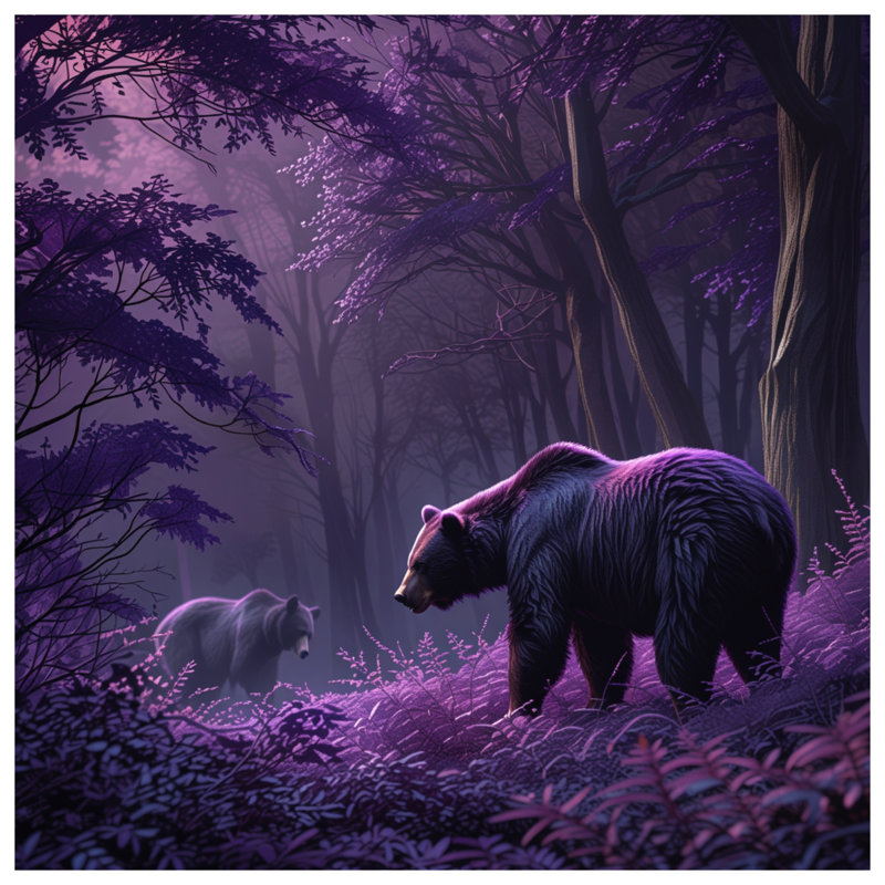Bears In Purple Forest Comforter, Twin Extra Long