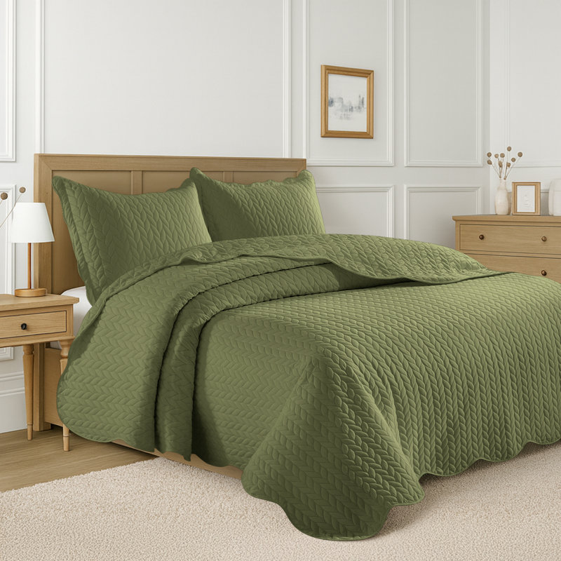 Embossed Quilted Bedspread Set – Ultra Soft Microfiber Coverlet With Pillow Shams, Hotel-Style Bedding For All Beds