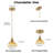 Modern Polished Brass 1-Light Pendant Light with Amber Glass Shade, Adjustable 59.06" Chain