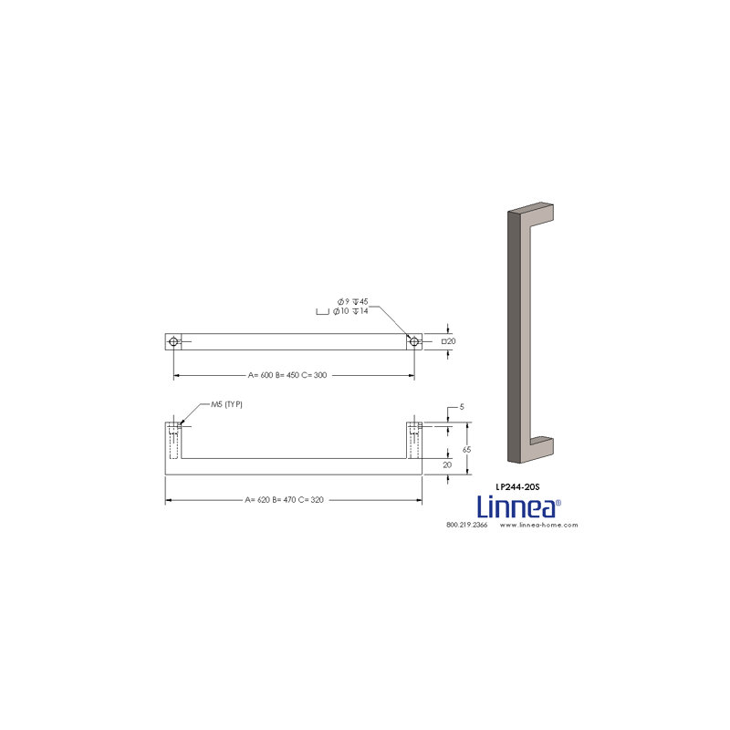 Surface Mount Appliance Pull, 17.72", Satin Stainless Steel
