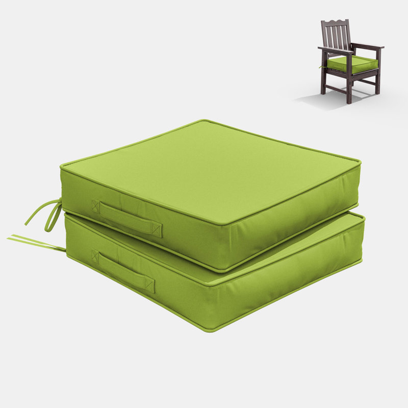 Outdoor 4” Seat Cushions And 19”X19” Outdoor Cushions Dining Seat Cushions , Grass Green