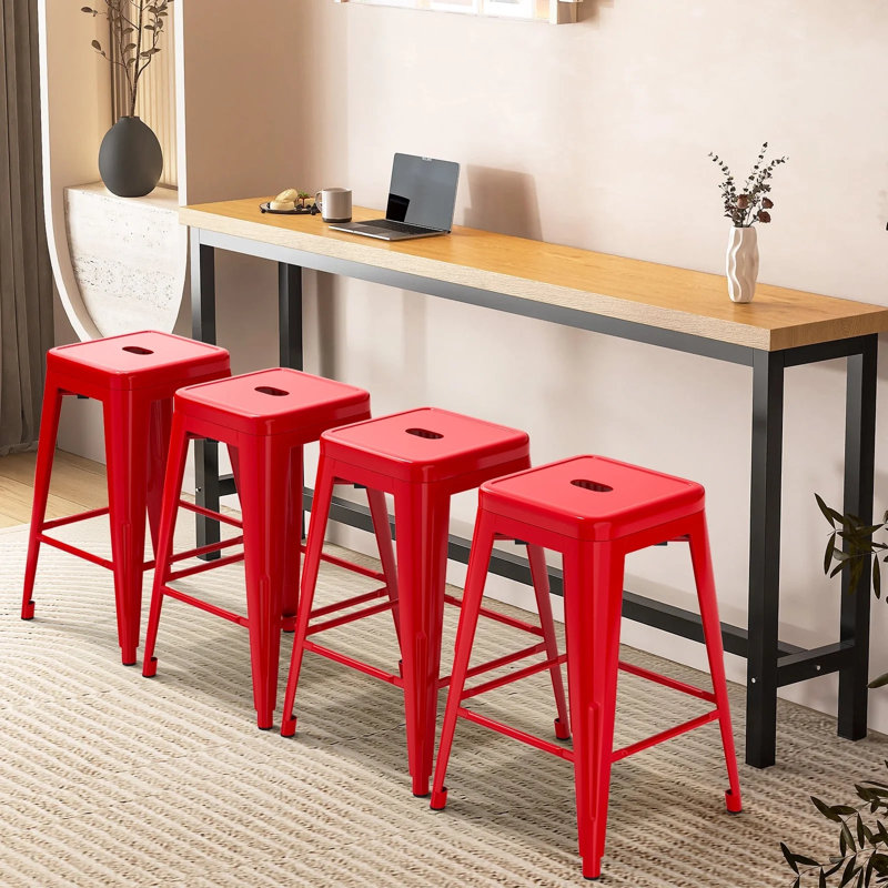Ensemble de 4 tabourets de bar 24 po en métal Almodovar, tabourets de bar à hauteur de comptoir, tabourets de bar, 4