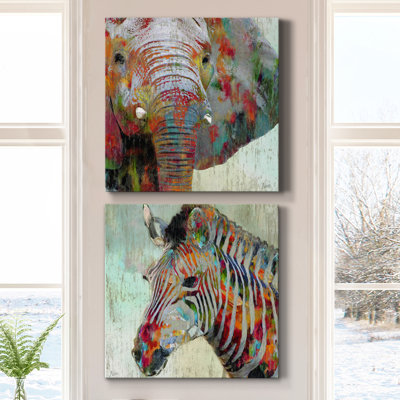 " Paint Splash Elephant " 2 - Pieces