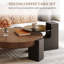 Ensemble de 2 tables basses gigognes modernes en noyer avec base en bois noir