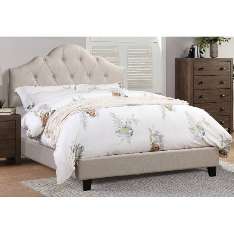 Upholstered Standard Bed, Full / Double, Light Brown