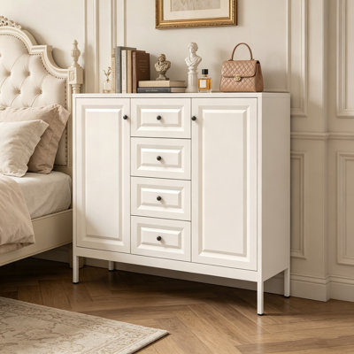 40" Steel Storage Sideboard with 4 Drawers and 2 Doors