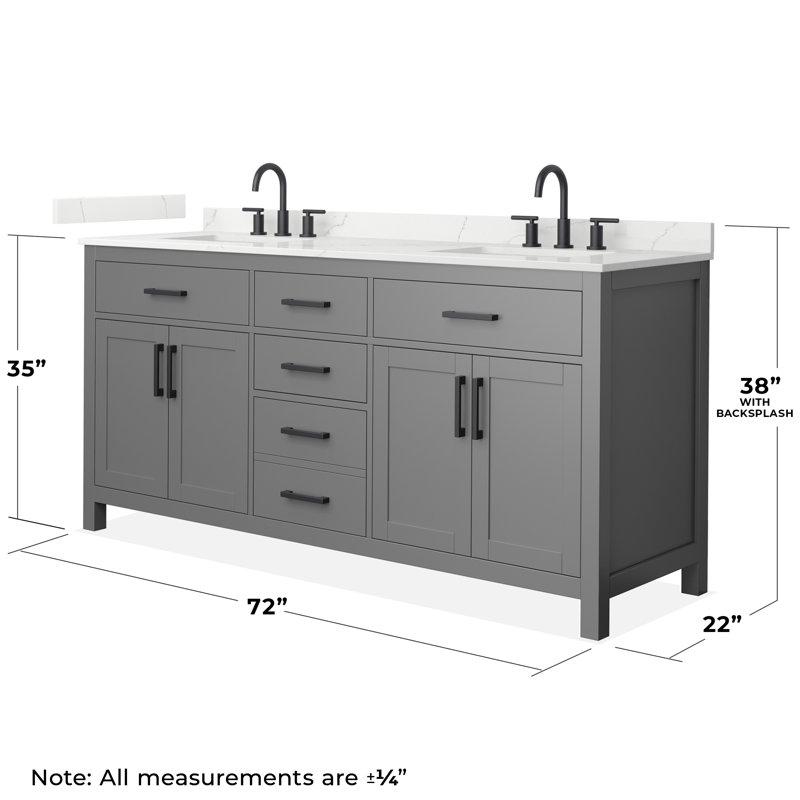 Beckett 72" Freestanding Double Bathroom Vanity with Quartz Top, Dark Gray, Matte Black, Giotto Quartz
