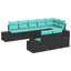 Ensemble de canapé de jardin avec rangement en rotin noir et turquoise vidaXL