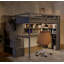 Structure de lit double pleine grandeur avec garde-robe intégrée, bureau d'étude, tablettes et lumières de rangement, conception peu encombrante pour la chambre à coucher-681100584