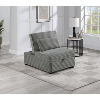 Contemporary Sleeper Sofa Chair Pillow Plush Tufted Seat 1Pc Convertible Sofa Smoke Color Wide-Welt Corduroy