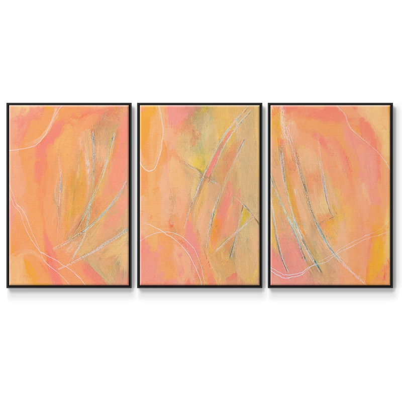 «Peach Bliss I», ensemble de 3 reproductions sur toiles, Noir, H 36 po x l 72 po