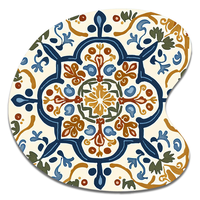 Carreaux de la Méditerranée en bleu rétro IV - art mural asymétrique en forme de goutte abstraite, H 33 po x l 33 po