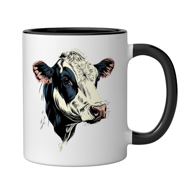 Farm Cow Ceramic Mug, Black/White, 11oz