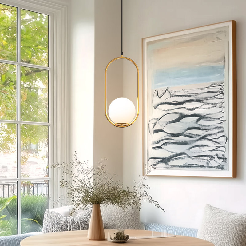 16inch 1 - Light Modern Globe Pendant Lights Kitchen Island Pendant Unique/Statement Style, Gold