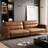 86.6" Mid-Century Modern Faux Leather Sofa, 3-Seater Glossy Vegan Leather Couch with Deep Seats and Channel Tufted Backrest for Living Room, Apartment