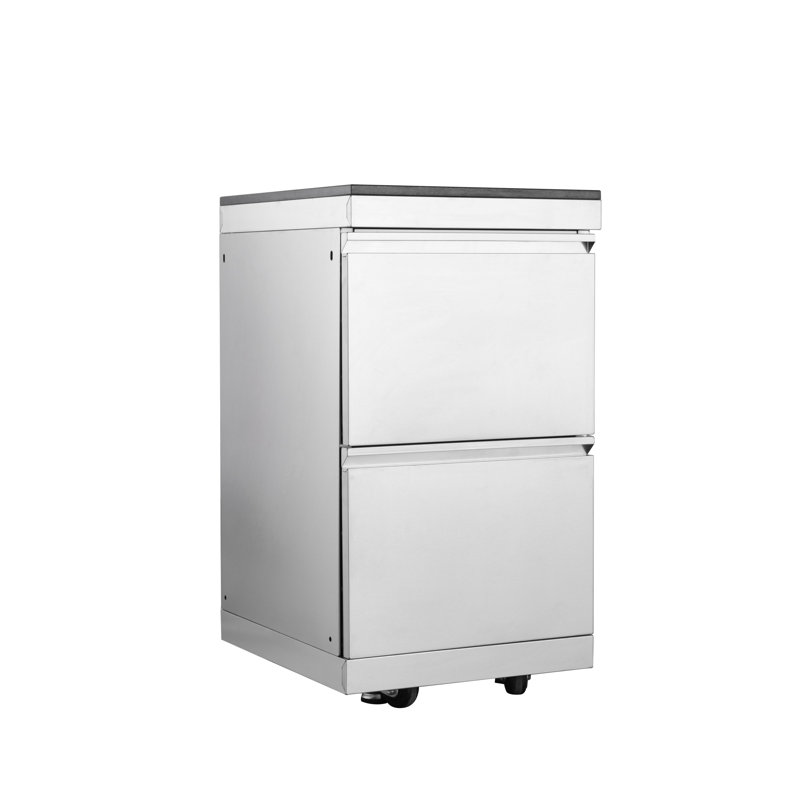 Armoire de rangement à double tiroir en acier inoxydable pour cuisine d'extérieur avec roulettes réglables