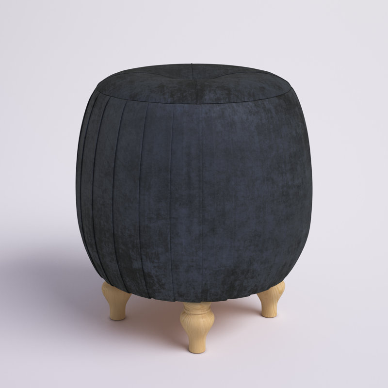 Lennon Velvet Ottoman, Black