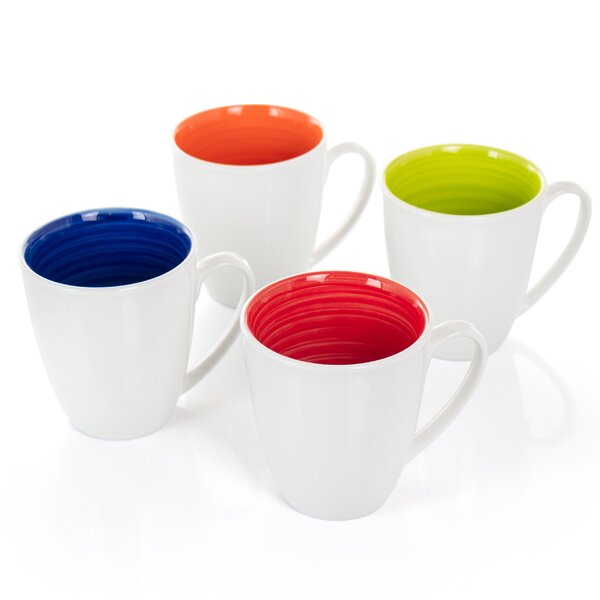 Tabletops Avenue 4-Piece Assorted Coffee Mug Set with Tree Rack