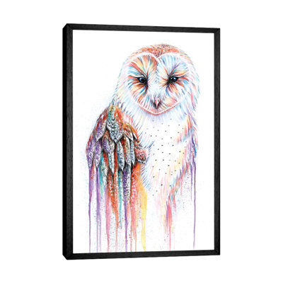 Barred Rainbow Owl by Michelle Faber - Floater Frame Painting on Canvas