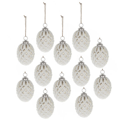 D4x4,2 "H boules de Noël, boules de Noël suspendues en verre pour décorations de fêtes, lot de 12