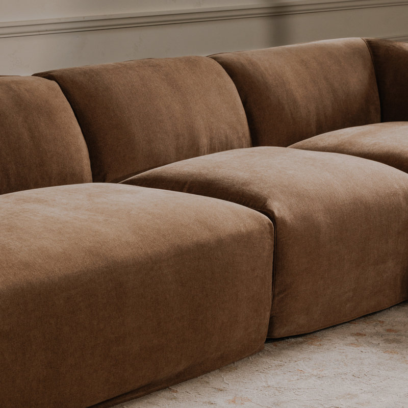 Wilde Modular Chaise Sectional, Latte Loft Canvas , Left Hand Facing, 29.9" H x 138" W x 76.3" D
