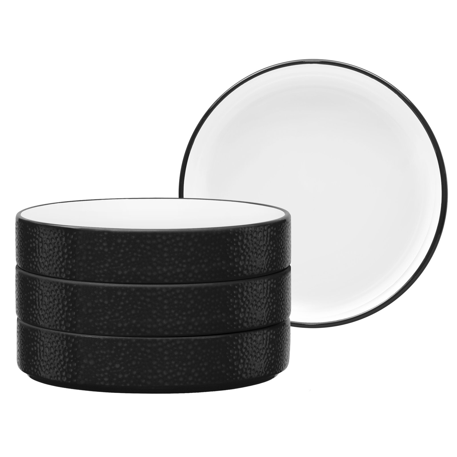 Noritake Colortex Stone Stax Deep Plates, 7 1/2", 12 Oz., Black