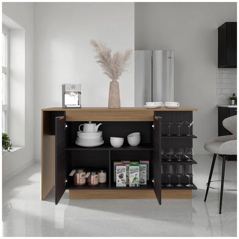 Wenge and Natural Oak 2-door Kitchen Island
