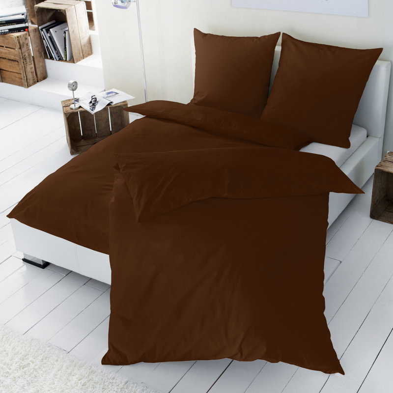 Cotton 240 TC Modern & Contemporary Duvet Cover Set, Double - 2 Pillowcases (80 x 80 cm), Cacao