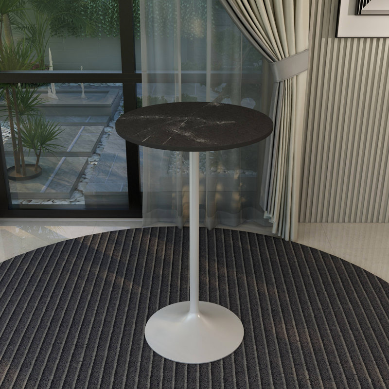 Heatherton Modern Bar Height Dining Table with Resin Top and Steel Pedestal Base Kitchen Table Seats 2-6 Person