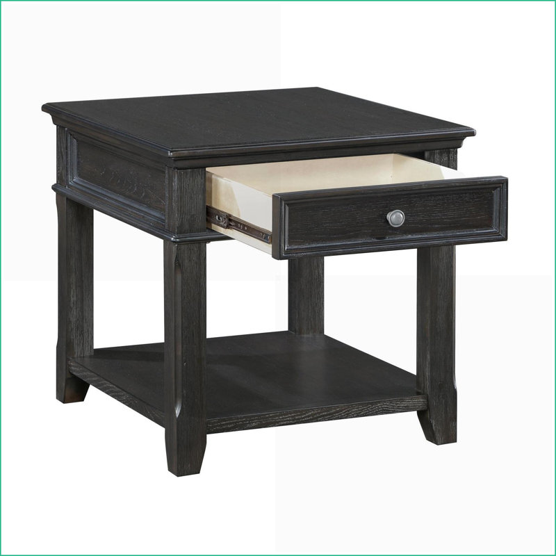 Table basse de salon en charbon avec ports de chargement USB et tiroir en queue d'aronde, solution de rangement compacte
