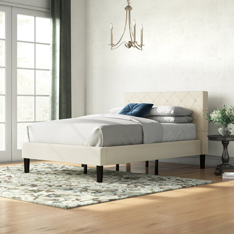 Rajneet Upholstered Platform Bed, King, Beige