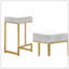 Tabouret de comptoir en velours blanc de 25 po de hauteur sans dossier en métal avec base dorée (ensemble de 2)-911005767-911005762
