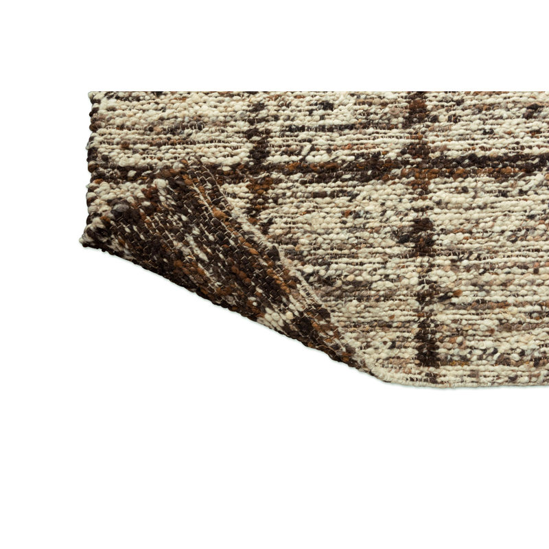 Wool Geometric Area Rug in Brown, Rectangle 4'7" x 6'7"