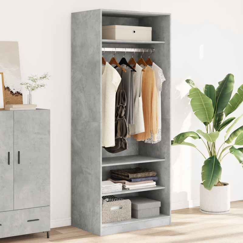 Abbeydale Wardrobe, 200cm H x 100cm W x 50cm D, Concrete Grey