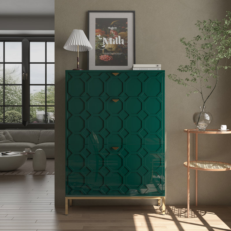 Bailes 16 Pair Shoe Storage Cabinet, Green