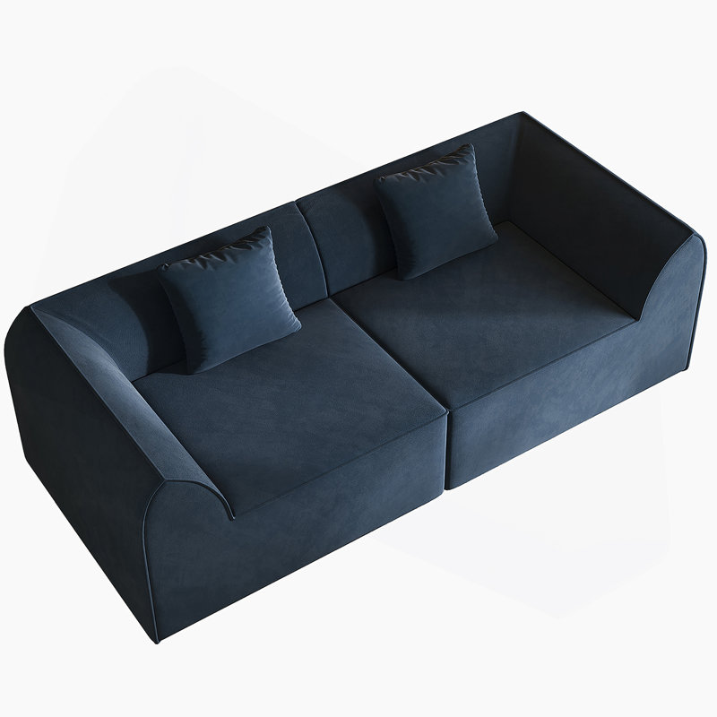 Canapé modulaire compressible de 98 po de largeur avec coussins rectangulaires et canapé-lit en mousse à mémoire de forme