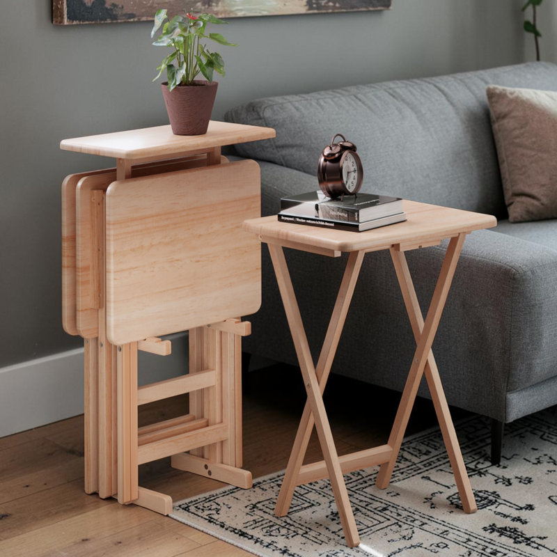 Pembroke 5-Piece Set Snack Table in Natural Finish, Natural Brown