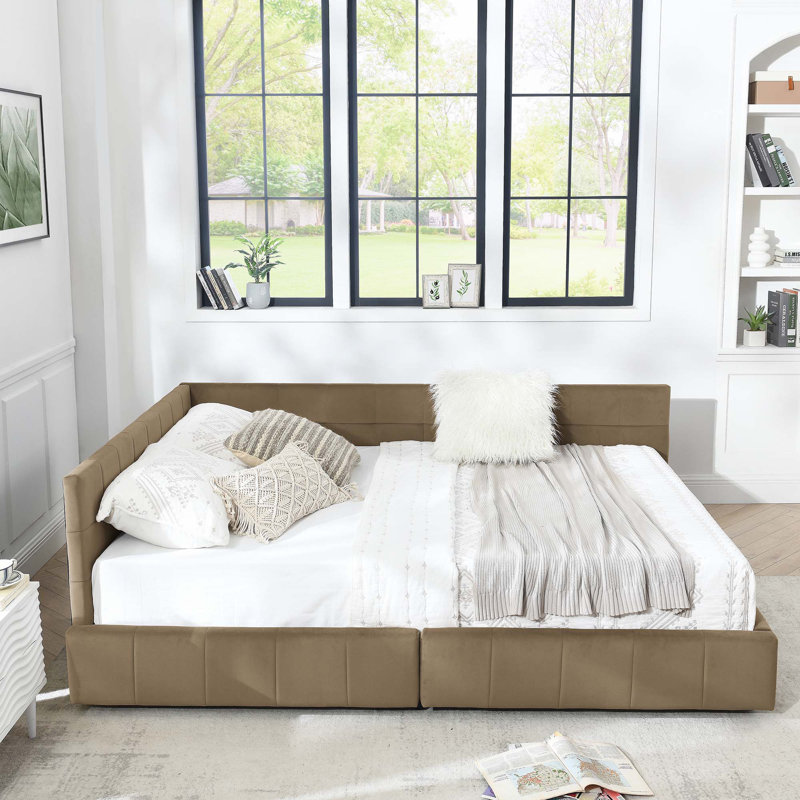 Storage Upholstered Tufted Bed Frame, Brown