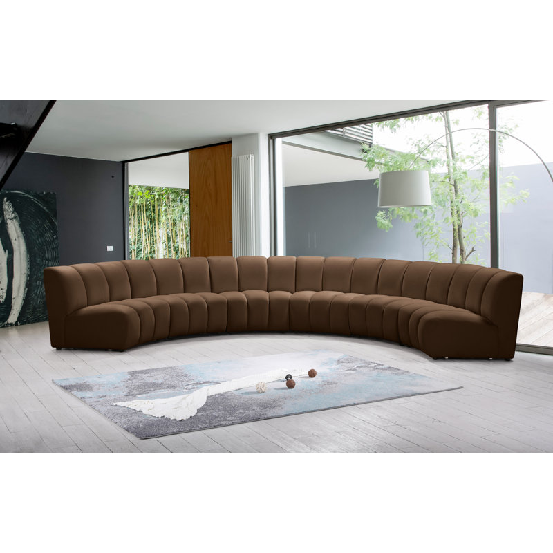 Canapé modulaire en velours Infinity, Velours brun, 6 pièces